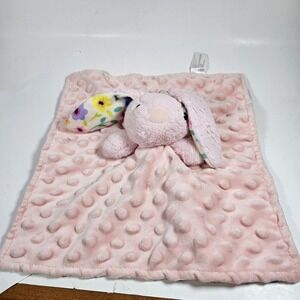 Parents Choice Lovey Bunny Security Blanket Pink Plush Floral Minky Dots